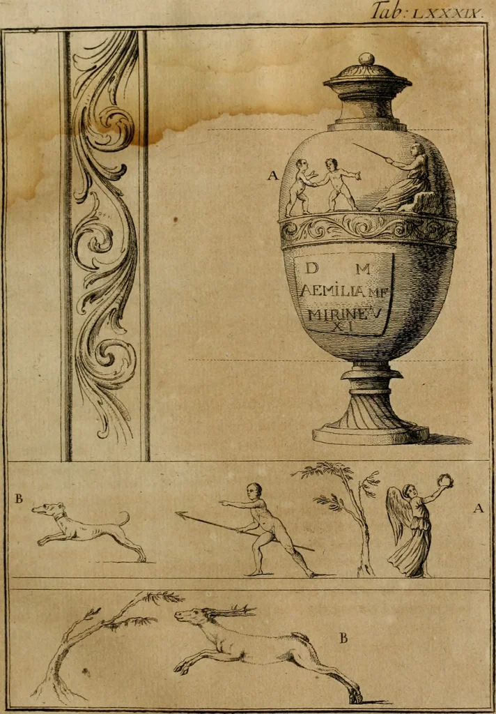 An illustration from Sammlung von Aegyptischen, Hetrurischen, Griechischen und Romischen Alterthümern, 1766, leaf 424
