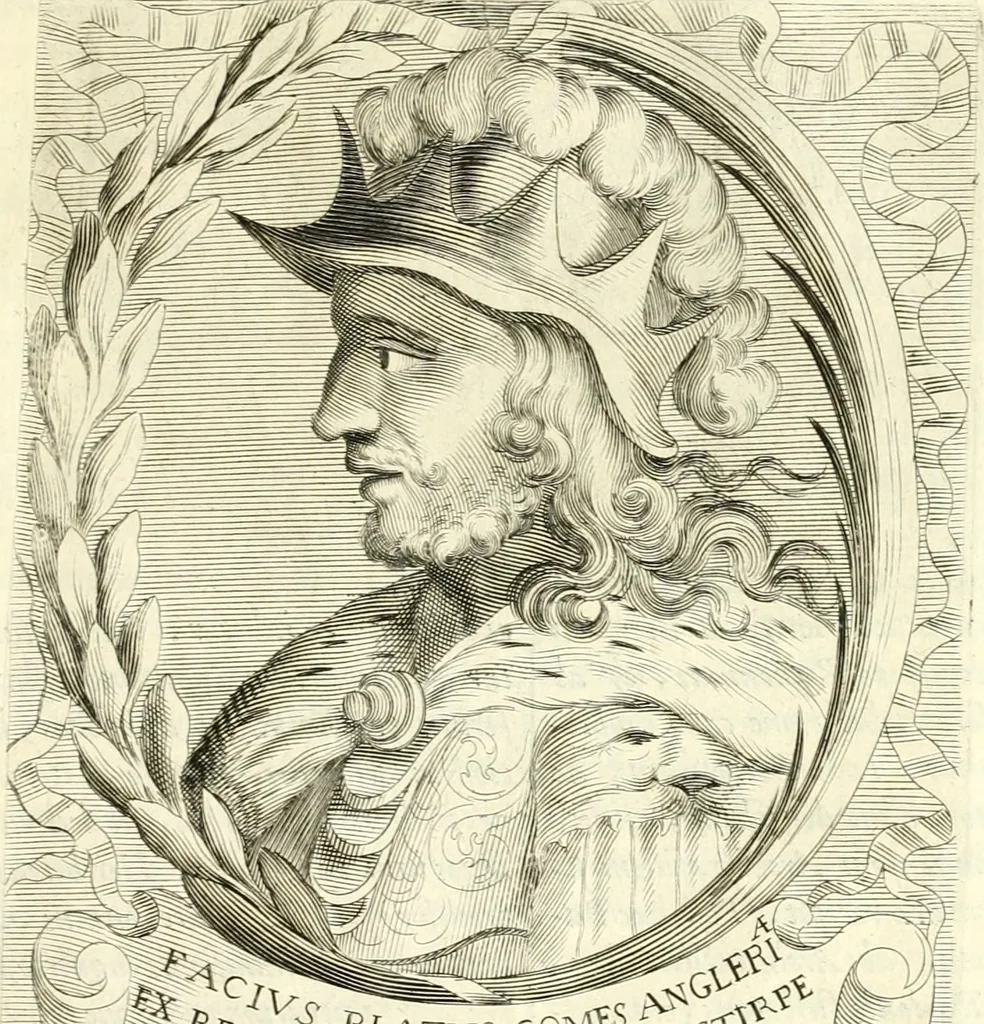 An illustration from Aquila sancta, siue Bauarica : elogiis, hieroglyphicis, numismatibus, insignibus, symbolis, imaginibus antiquis ad viuum exculpta, & longa historiarum serie exarata : vt nihil relictum sit, quod prisci, vel hodierni habeant annales, sed diplomata, leges, indulta, genealogiae, donationes, priuilegia offeruntur congesta : accedit tractatus sacrolegalis, & historicopoliticus ..., 1674, leaf 30