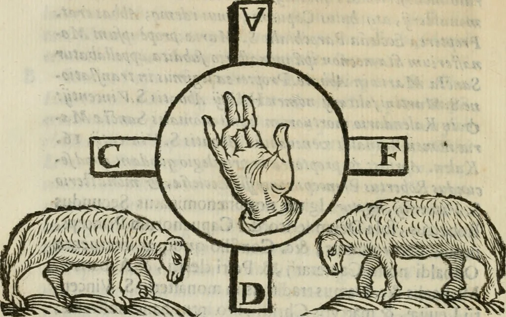 An illustration from Sanctuarium Capuanum : opus in quo sacrae res Capuae, et per occasionem plura, tam ad diversas civitates regni pertinentia, quàm per se curiosa continentur, 1630, leaf 217