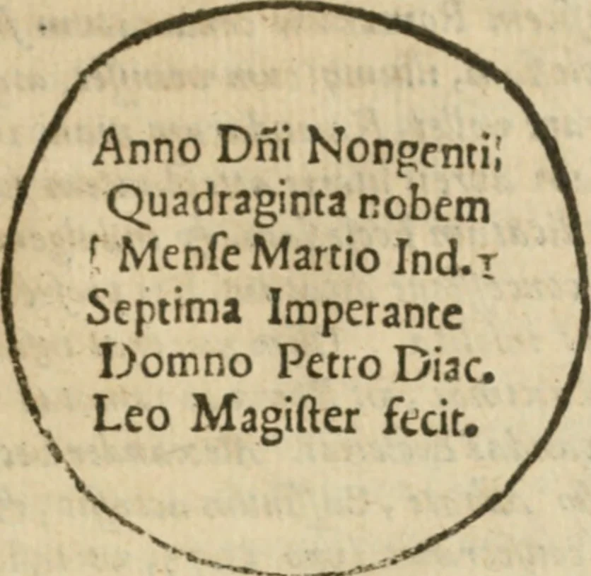 An illustration from Sanctuarium Capuanum : opus in quo sacrae res Capuae, et per occasionem plura, tam ad diversas civitates regni pertinentia, quàm per se curiosa continentur, 1630, leaf 250