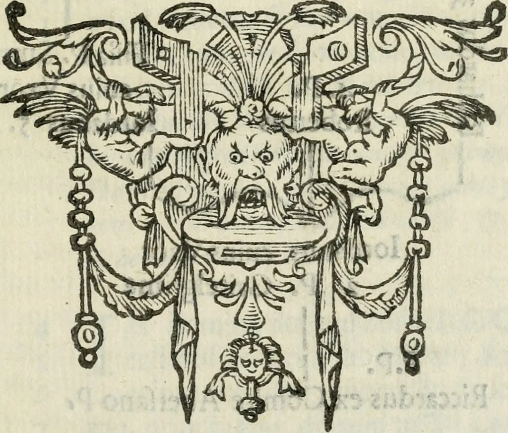 An illustration from Sanctuarium Capuanum : opus in quo sacrae res Capuae, et per occasionem plura, tam ad diversas civitates regni pertinentia, quàm per se curiosa continentur, 1630, leaf 702