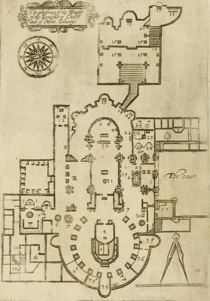 An illustration from Sandys Travels: containing an history of the original and present state of the Turkish empire ... the Mahometan religion and ceremonies. A description of Constantinople ... also, of Greece ... Of Ægypt ... A description of the Holy-Land ... Lastly, Italy described, and the islands adjoining. Illustrated with fifty graven maps and figures, 1673, leaf 143