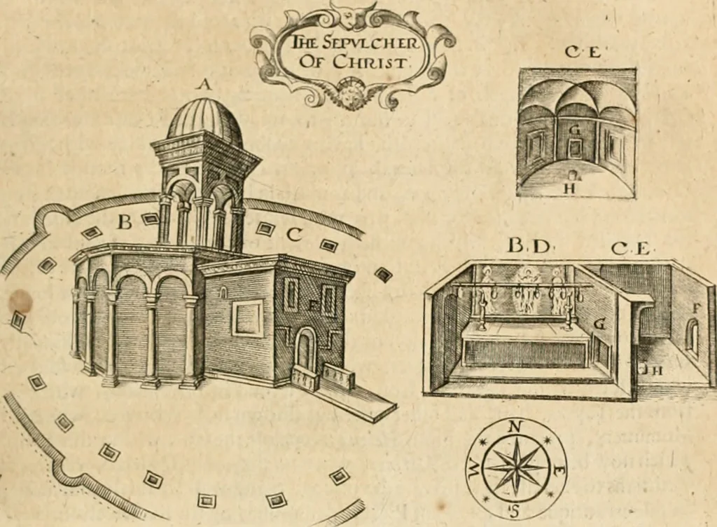 An illustration from Sandys Travels: containing an history of the original and present state of the Turkish empire ... the Mahometan religion and ceremonies. A description of Constantinople ... also, of Greece ... Of Ægypt ... A description of the Holy-Land ... Lastly, Italy described, and the islands adjoining. Illustrated with fifty graven maps and figures, 1673, leaf 146