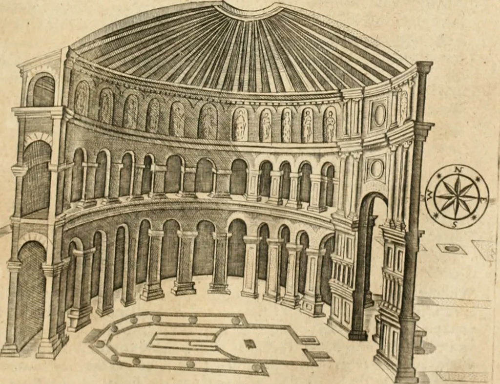 An illustration from Sandys Travels: containing an history of the original and present state of the Turkish empire ... the Mahometan religion and ceremonies. A description of Constantinople ... also, of Greece ... Of Ægypt ... A description of the Holy-Land ... Lastly, Italy described, and the islands adjoining. Illustrated with fifty graven maps and figures, 1673, leaf 146
