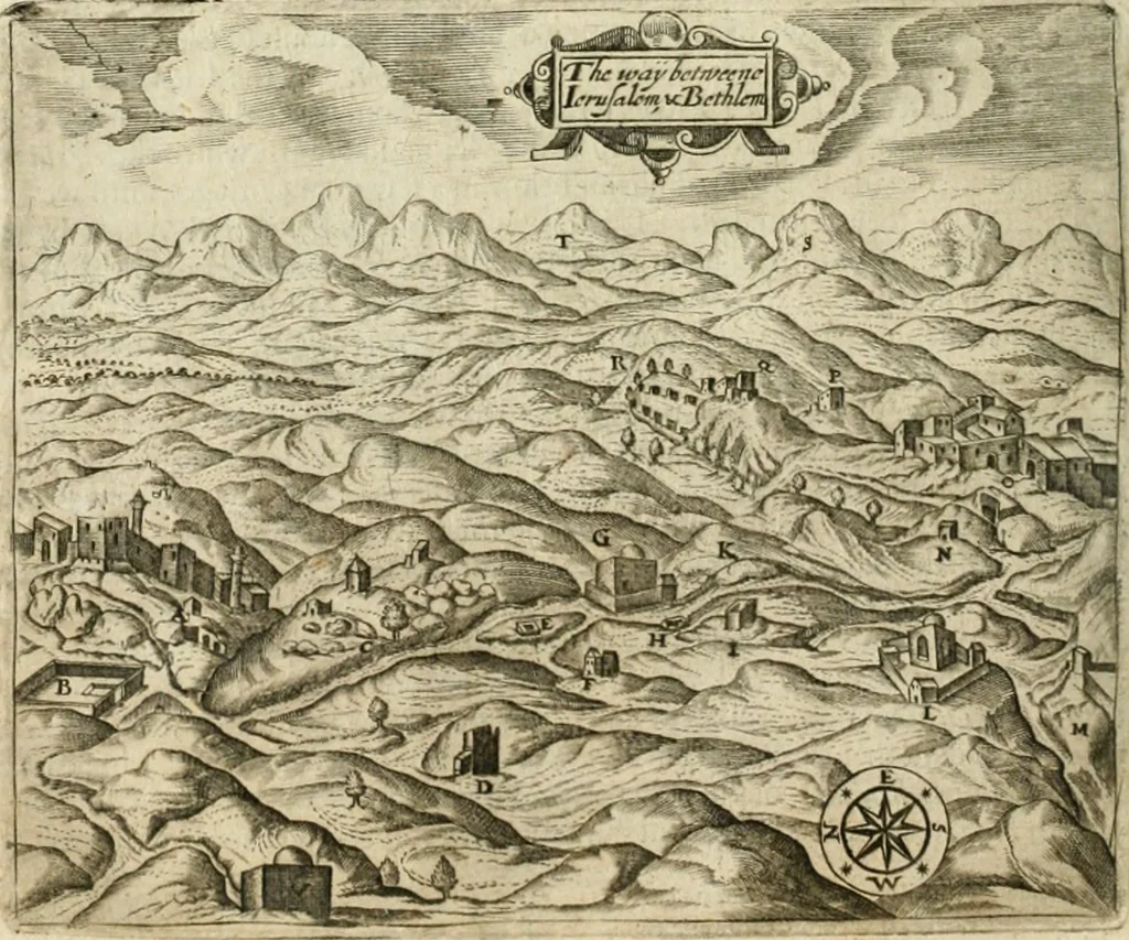 An illustration from Sandys Travels: containing an history of the original and present state of the Turkish empire ... the Mahometan religion and ceremonies. A description of Constantinople ... also, of Greece ... Of Ægypt ... A description of the Holy-Land ... Lastly, Italy described, and the islands adjoining. Illustrated with fifty graven maps and figures, 1673, leaf 153