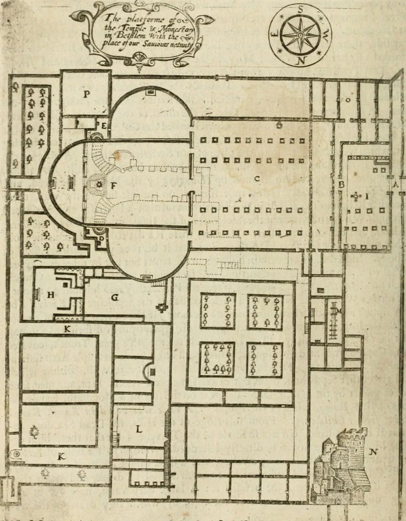 An illustration from Sandys Travels: containing an history of the original and present state of the Turkish empire ... the Mahometan religion and ceremonies. A description of Constantinople ... also, of Greece ... Of Ægypt ... A description of the Holy-Land ... Lastly, Italy described, and the islands adjoining. Illustrated with fifty graven maps and figures, 1673, leaf 155