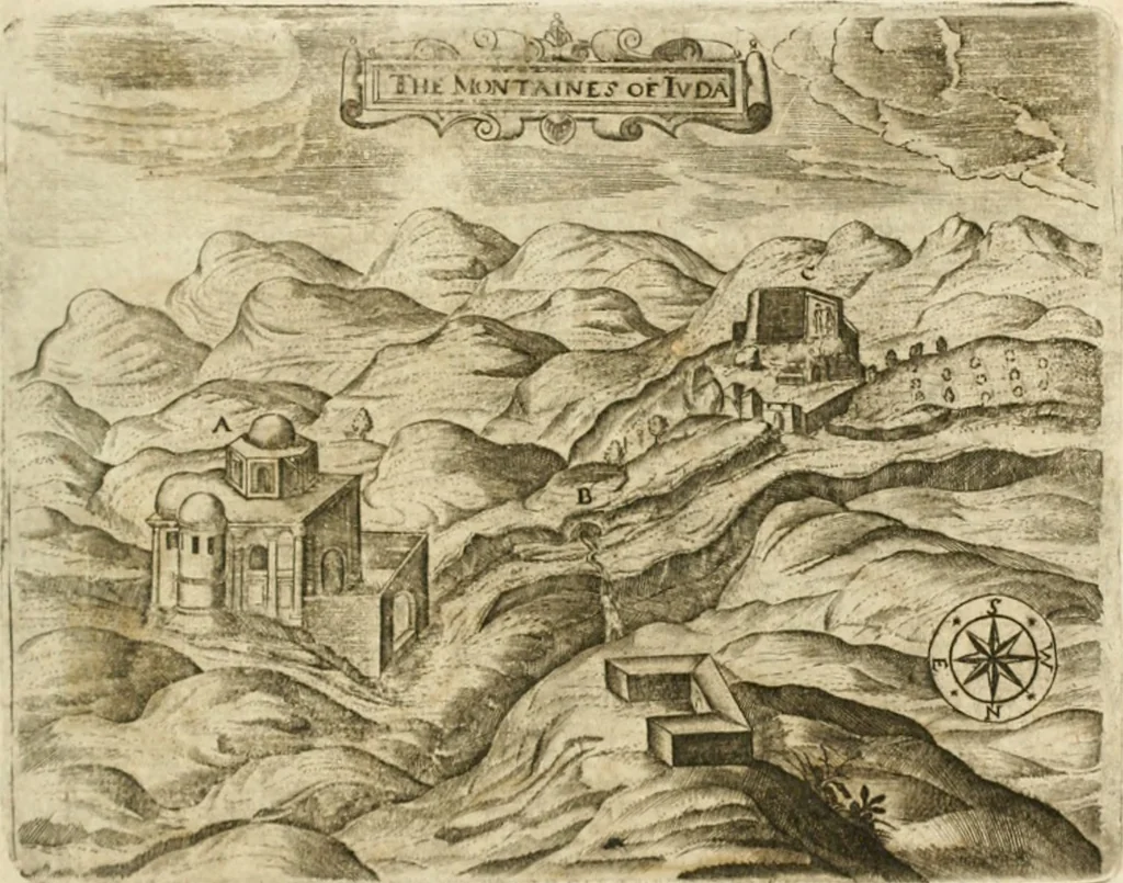 An illustration from Sandys Travels: containing an history of the original and present state of the Turkish empire ... the Mahometan religion and ceremonies. A description of Constantinople ... also, of Greece ... Of Ægypt ... A description of the Holy-Land ... Lastly, Italy described, and the islands adjoining. Illustrated with fifty graven maps and figures, 1673, leaf 160