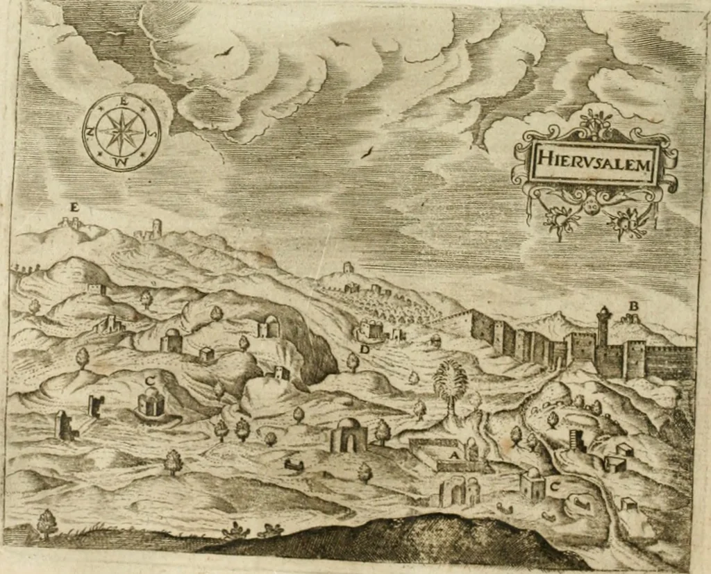 An illustration from Sandys Travels: containing an history of the original and present state of the Turkish empire ... the Mahometan religion and ceremonies. A description of Constantinople ... also, of Greece ... Of Ægypt ... A description of the Holy-Land ... Lastly, Italy described, and the islands adjoining. Illustrated with fifty graven maps and figures, 1673, leaf 173