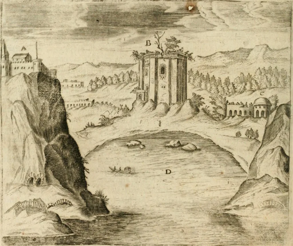 An illustration from Sandys Travels: containing an history of the original and present state of the Turkish empire ... the Mahometan religion and ceremonies. A description of Constantinople ... also, of Greece ... Of Ægypt ... A description of the Holy-Land ... Lastly, Italy described, and the islands adjoining. Illustrated with fifty graven maps and figures, 1673, leaf 243
