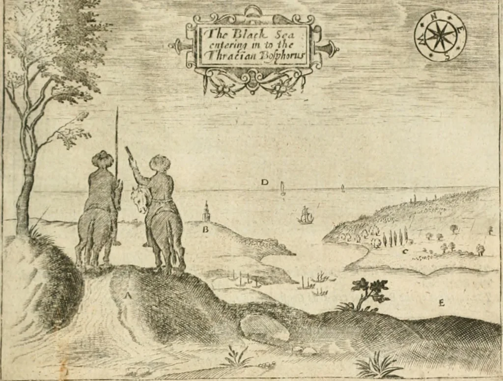 An illustration from Sandys Travels: containing an history of the original and present state of the Turkish empire ... the Mahometan religion and ceremonies. A description of Constantinople ... also, of Greece ... Of Ægypt ... A description of the Holy-Land ... Lastly, Italy described, and the islands adjoining. Illustrated with fifty graven maps and figures, 1673, leaf 48