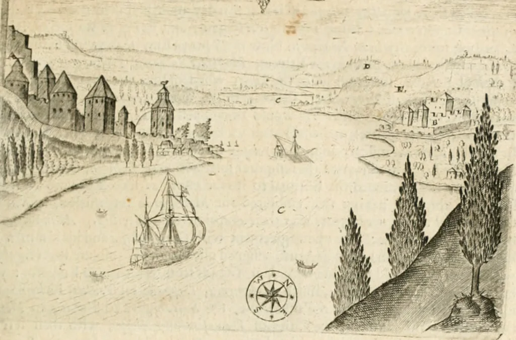 An illustration from Sandys Travels: containing an history of the original and present state of the Turkish empire ... the Mahometan religion and ceremonies. A description of Constantinople ... also, of Greece ... Of Ægypt ... A description of the Holy-Land ... Lastly, Italy described, and the islands adjoining. Illustrated with fifty graven maps and figures, 1673, leaf 50