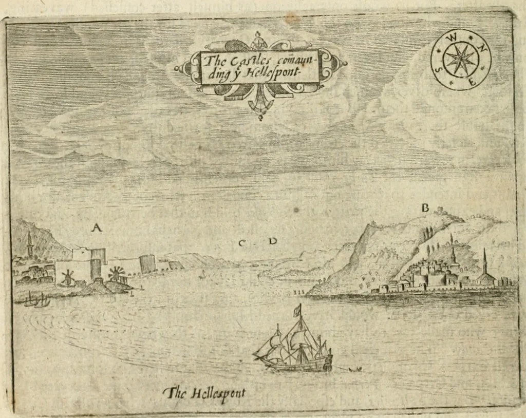 An illustration from Sandys Travels: containing an history of the original and present state of the Turkish empire ... the Mahometan religion and ceremonies. A description of Constantinople ... also, of Greece ... Of Ægypt ... A description of the Holy-Land ... Lastly, Italy described, and the islands adjoining. Illustrated with fifty graven maps and figures, 1673, leaf 85