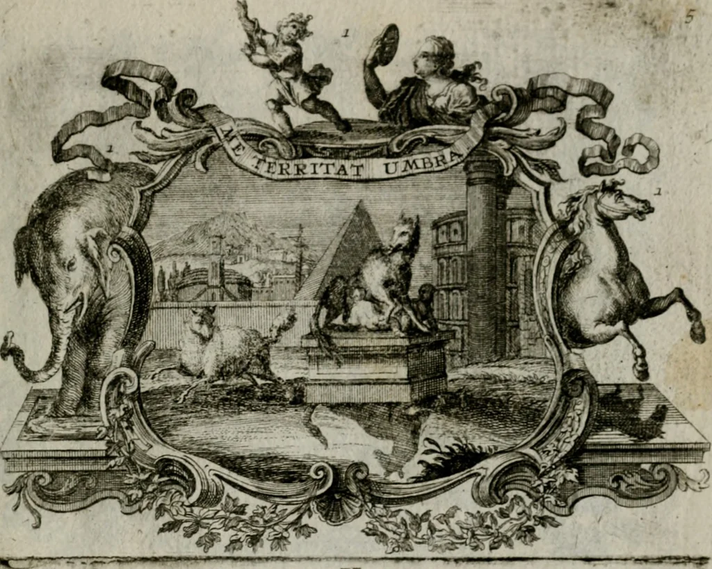 An illustration from Sapientiae symbolica : XIIII. emblematibus prudentiae morumque praecepta, explicans virutis commendationi dicata = Emblematische Weissheits-Regeln : in XIIII. Sinnbildern zur Erweckung der Liebe zur Tugend vorgestellet, 1720, leaf 14