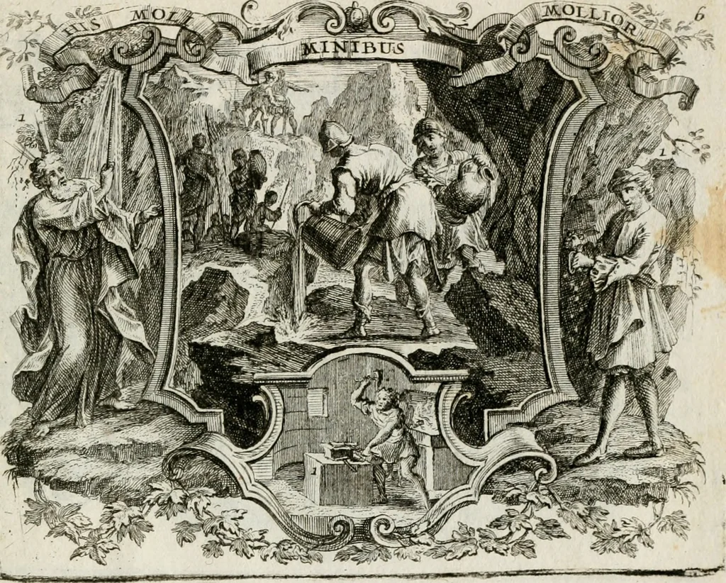 An illustration from Sapientiae symbolica : XIIII. emblematibus prudentiae morumque praecepta, explicans virutis commendationi dicata = Emblematische Weissheits-Regeln : in XIIII. Sinnbildern zur Erweckung der Liebe zur Tugend vorgestellet, 1720, leaf 16