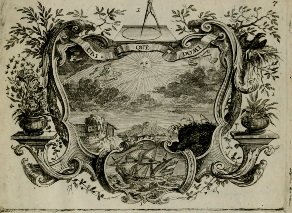 An illustration from Sapientiae symbolica : XIIII. emblematibus prudentiae morumque praecepta, explicans virutis commendationi dicata = Emblematische Weissheits-Regeln : in XIIII. Sinnbildern zur Erweckung der Liebe zur Tugend vorgestellet, 1720, leaf 18