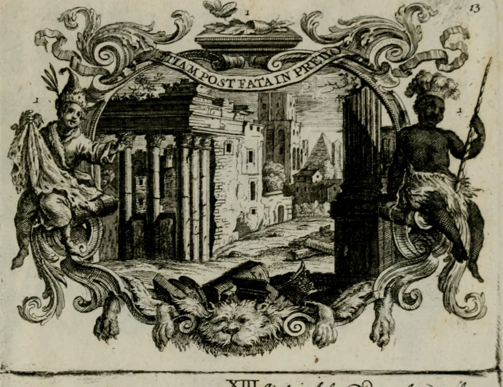 An illustration from Sapientiae symbolica : XIIII. emblematibus prudentiae morumque praecepta, explicans virutis commendationi dicata = Emblematische Weissheits-Regeln : in XIIII. Sinnbildern zur Erweckung der Liebe zur Tugend vorgestellet, 1720, leaf 30