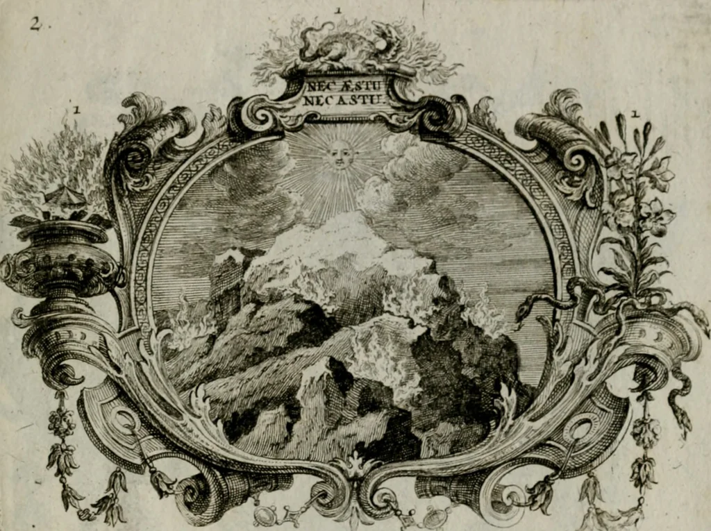 An illustration from Sapientiae symbolica : XIIII. emblematibus prudentiae morumque praecepta, explicans virutis commendationi dicata = Emblematische Weissheits-Regeln : in XIIII. Sinnbildern zur Erweckung der Liebe zur Tugend vorgestellet, 1720, leaf 8