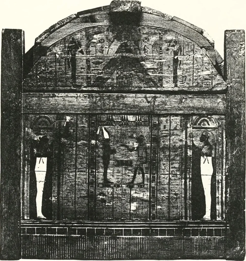 An illustration from Sarcophages de l'époque bubastite à l'époque saïte, 1912, leaf 178