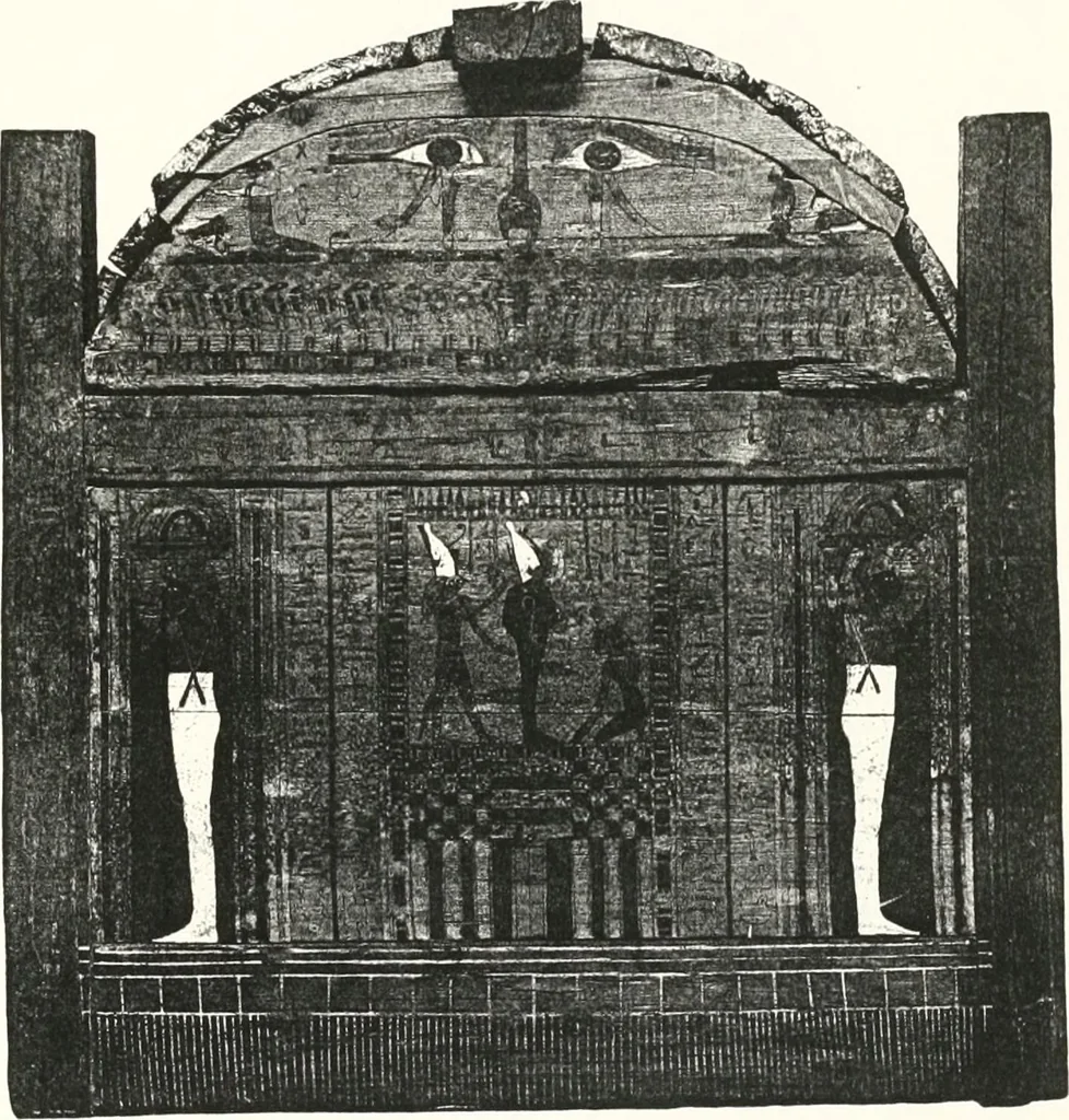 An illustration from Sarcophages de l'époque bubastite à l'époque saïte, 1912, leaf 180