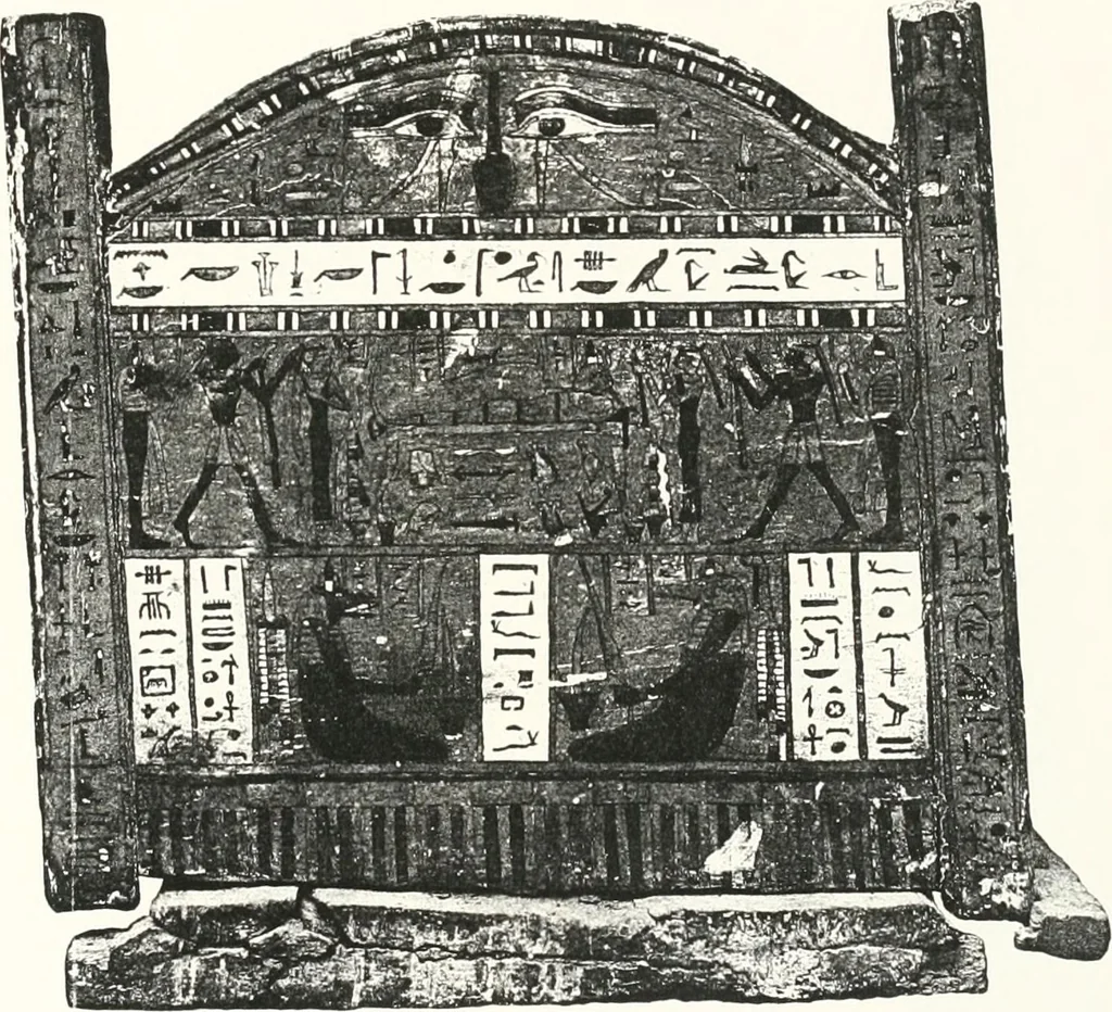 An illustration from Sarcophages de l'époque bubastite à l'époque saïte, 1912, leaf 186