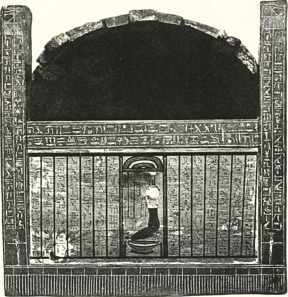 An illustration from Sarcophages de l'époque bubastite à l'époque saïte, 1912, leaf 190
