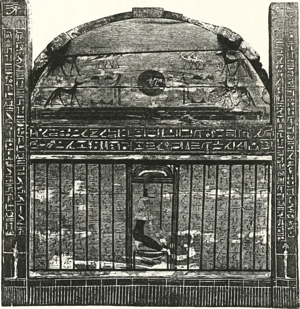 An illustration from Sarcophages de l'époque bubastite à l'époque saïte, 1912, leaf 192