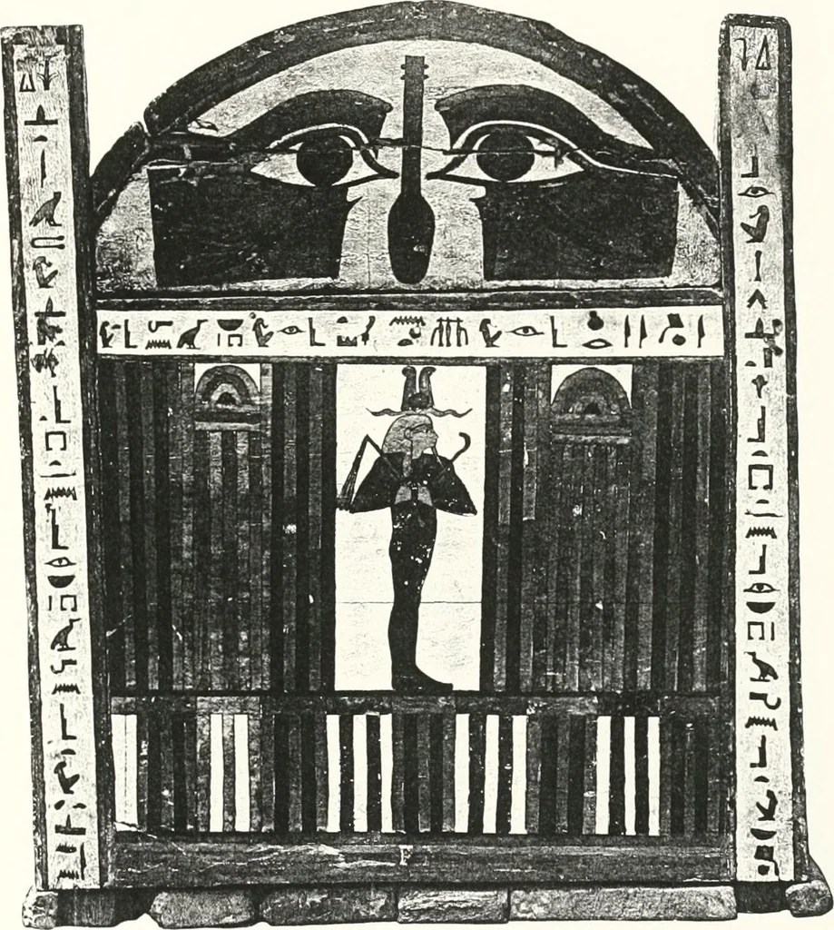 An illustration from Sarcophages de l'époque bubastite à l'époque saïte, 1912, leaf 216