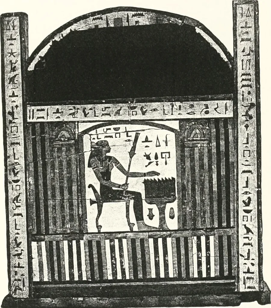 An illustration from Sarcophages de l'époque bubastite à l'époque saïte, 1912, leaf 218