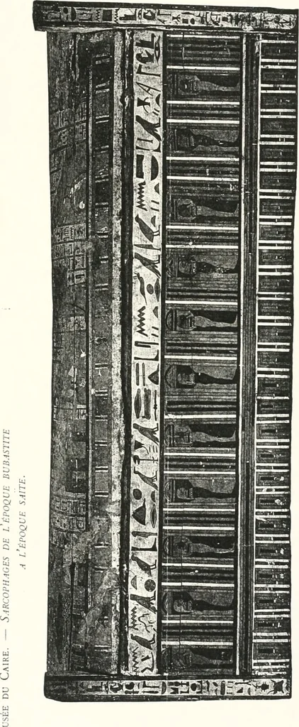 An illustration from Sarcophages de l'époque bubastite à l'époque saïte, 1912, leaf 242