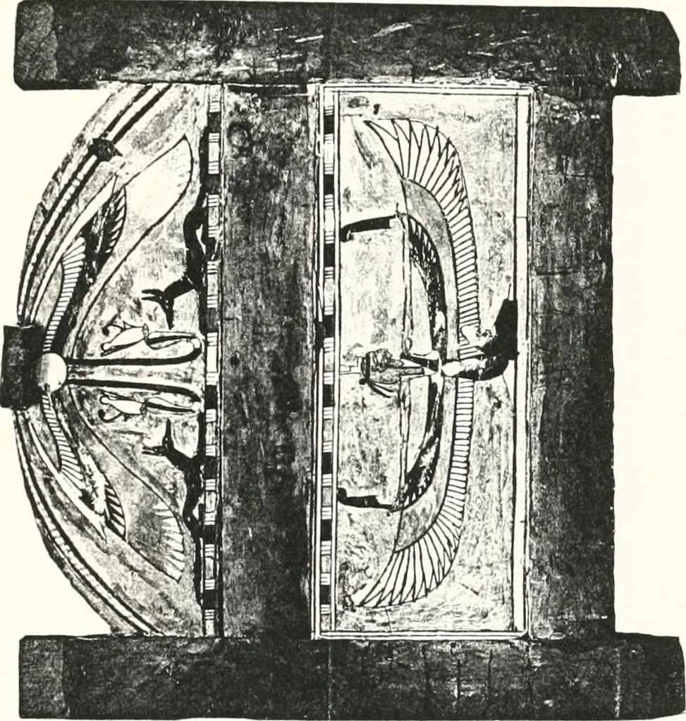 An illustration from Sarcophages de l'époque bubastite à l'époque saïte, 1912, leaf 246