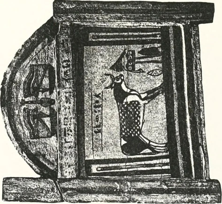 An illustration from Sarcophages de l'époque bubastite à l'époque saïte, 1912, leaf 250