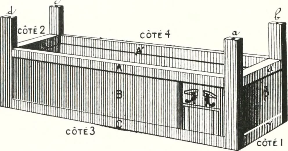 An illustration from Sarcophages de l'époque bubastite à l'époque saïte, 1912, leaf 37