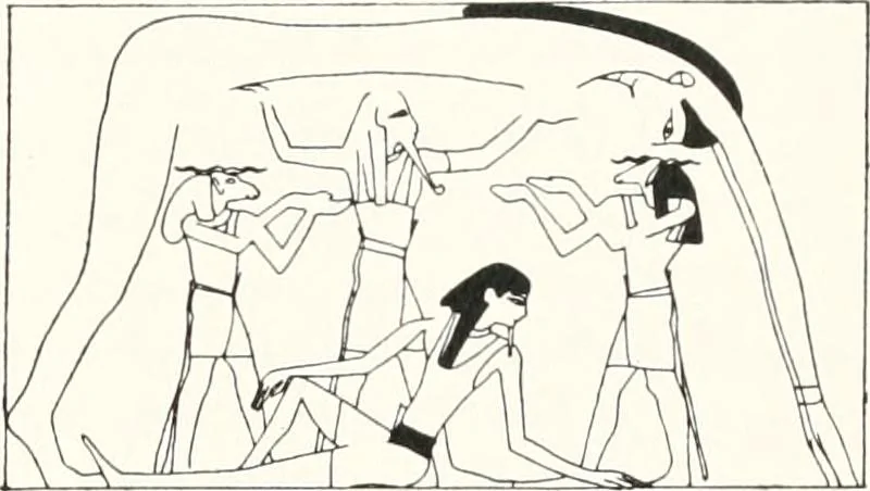An illustration from Sarcophages de l'époque bubastite à l'époque saïte, 1912, leaf 80