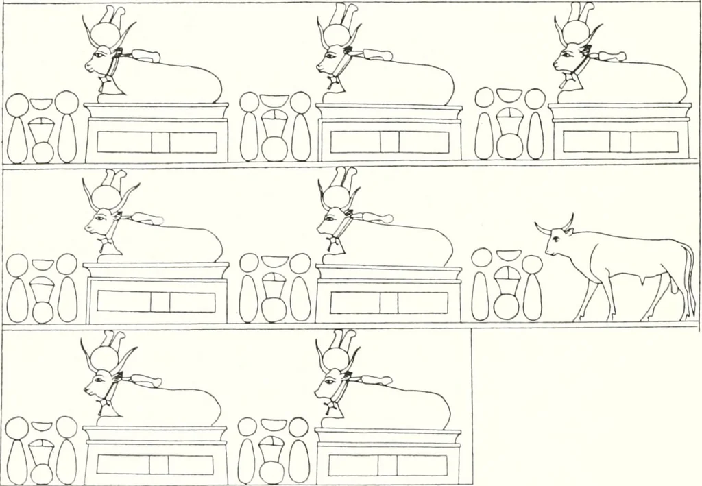 An illustration from Sarcophages de l'époque bubastite à l'époque saïte, 1912, leaf 103