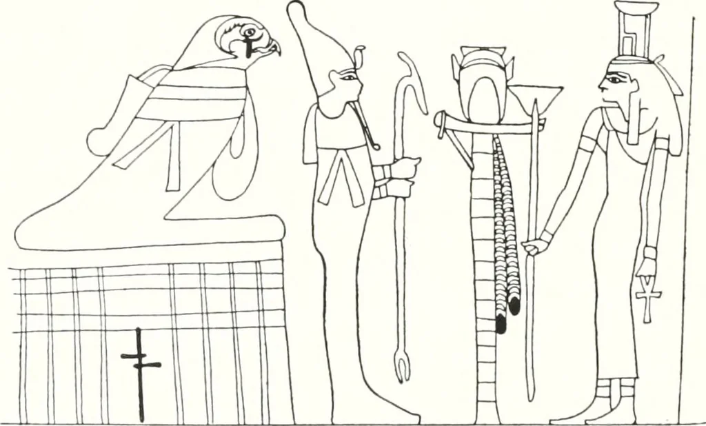 An illustration from Sarcophages de l'époque bubastite à l'époque saïte, 1912, leaf 61