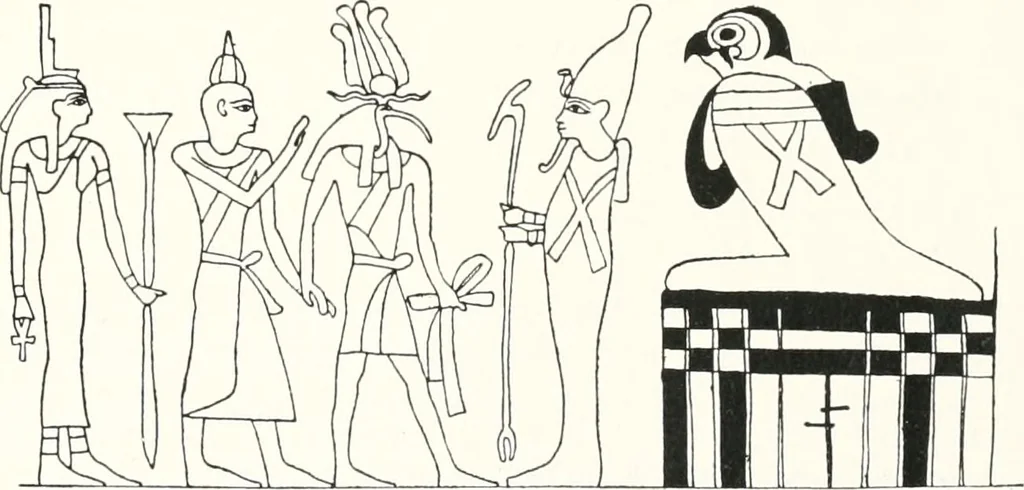An illustration from Sarcophages de l'époque bubastite à l'époque saïte, 1912, leaf 64