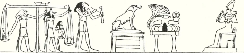 An illustration from Sarcophages de l'époque bubastite à l'époque saïte, 1912, leaf 99