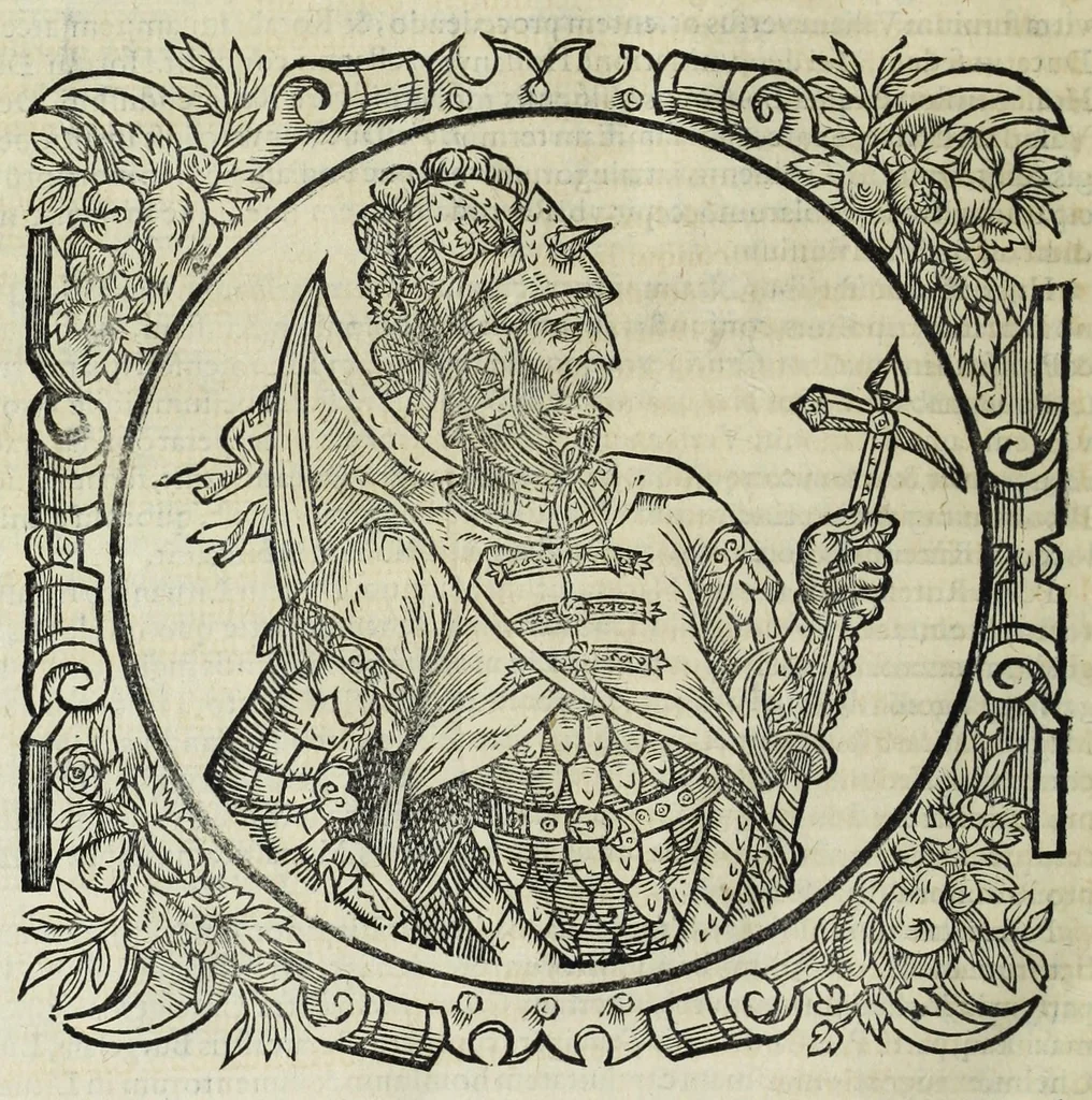 An illustration from Sarmatiae evropeae descriptio : qvae regnvm Poloniae, Litvaniam, Samogitiam, Rvssiam, Massoviam, Prvssiam, Pomeraniam, Livoniam, et Moschoviae Tartariaeqve partem complectitur, 1581, leaf 110