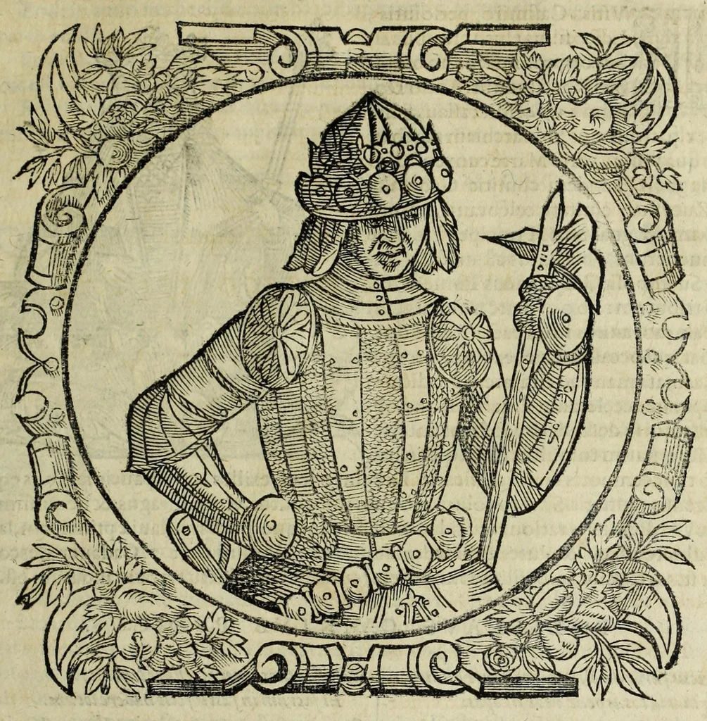 An illustration from Sarmatiae evropeae descriptio : qvae regnvm Poloniae, Litvaniam, Samogitiam, Rvssiam, Massoviam, Prvssiam, Pomeraniam, Livoniam, et Moschoviae Tartariaeqve partem complectitur, 1581, leaf 43