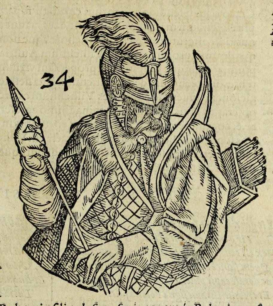 An illustration from Sarmatiae evropeae descriptio : qvae regnvm Poloniae, Litvaniam, Samogitiam, Rvssiam, Massoviam, Prvssiam, Pomeraniam, Livoniam, et Moschoviae Tartariaeqve partem complectitur, 1581, leaf 49
