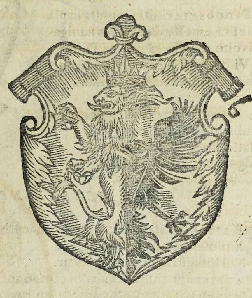 An illustration from Sarmatiae evropeae descriptio : qvae regnvm Poloniae, Litvaniam, Samogitiam, Rvssiam, Massoviam, Prvssiam, Pomeraniam, Livoniam, et Moschoviae Tartariaeqve partem complectitur, 1581, leaf 85