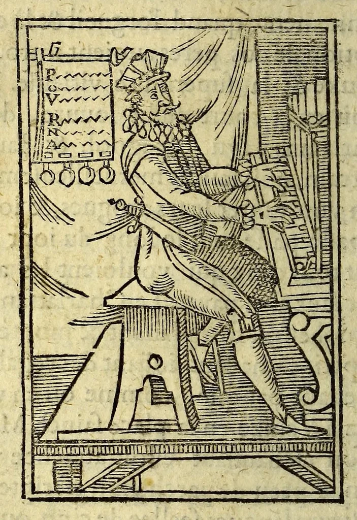 An illustration from Satyre Menippee de la vertu de catholicon d'Espaigne. Et de la tenue des estats de Paris. : Augmentée outre les precedentes impressions tant de l'interpretation du mot de Higuiero d'infierno, & qui en est l'autheur, que du Supplément ou suite du catholicon. ., 1600, leaf 16