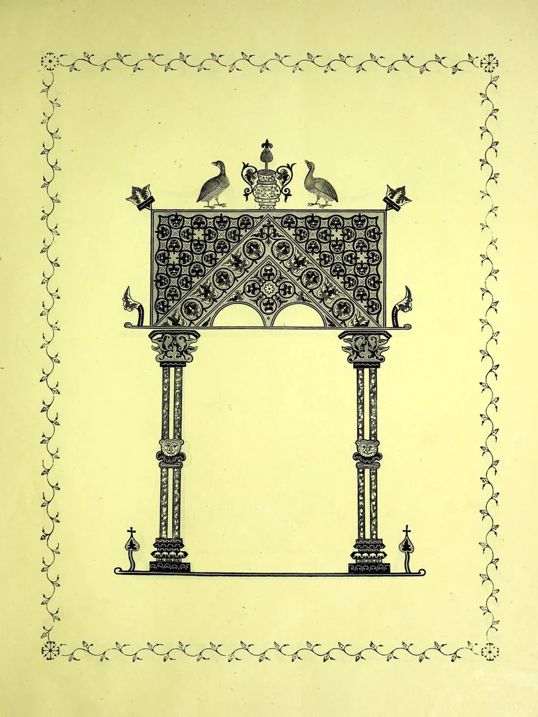 An illustration from Sbornik izobrazhenīĭ Spasiteli︠a︡, Bozhĭeĭ Materi i drugikh svi︠a︡tykh s X v. po XV v.; konechnykh ukrashenīĭ, zastavok, zaglavnykh bukv s 835 g. po XVII v., gravirovannykh s grecheskikh i slavi︠a︡nskikh rukopiseĭ na derevi︠e︡ graverom Ryzhovym, 1885, leaf 13
