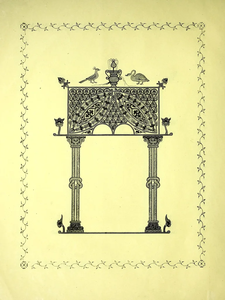An illustration from Sbornik izobrazhenīĭ Spasiteli︠a︡, Bozhĭeĭ Materi i drugikh svi︠a︡tykh s X v. po XV v.; konechnykh ukrashenīĭ, zastavok, zaglavnykh bukv s 835 g. po XVII v., gravirovannykh s grecheskikh i slavi︠a︡nskikh rukopiseĭ na derevi︠e︡ graverom Ryzhovym, 1885, leaf 16