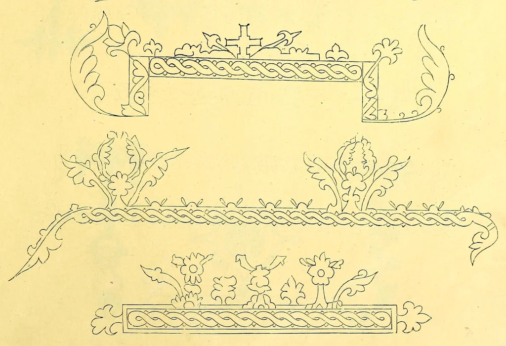 An illustration from Sbornik izobrazhenīĭ Spasiteli︠a︡, Bozhĭeĭ Materi i drugikh svi︠a︡tykh s X v. po XV v.; konechnykh ukrashenīĭ, zastavok, zaglavnykh bukv s 835 g. po XVII v., gravirovannykh s grecheskikh i slavi︠a︡nskikh rukopiseĭ na derevi︠e︡ graverom Ryzhovym, 1885, leaf 55