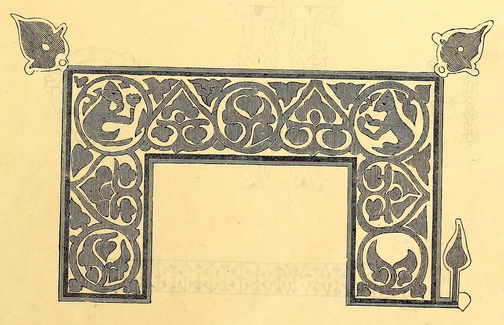 An illustration from Sbornik izobrazhenīĭ Spasiteli︠a︡, Bozhĭeĭ Materi i drugikh svi︠a︡tykh s X v. po XV v.; konechnykh ukrashenīĭ, zastavok, zaglavnykh bukv s 835 g. po XVII v., gravirovannykh s grecheskikh i slavi︠a︡nskikh rukopiseĭ na derevi︠e︡ graverom Ryzhovym, 1885, leaf 65