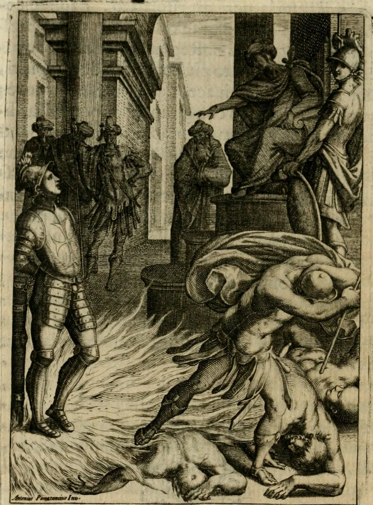 An illustration from Scelta d'alcuni miracoli e grazie della Santissima Nunziata di Firenze, 1636, leaf 55
