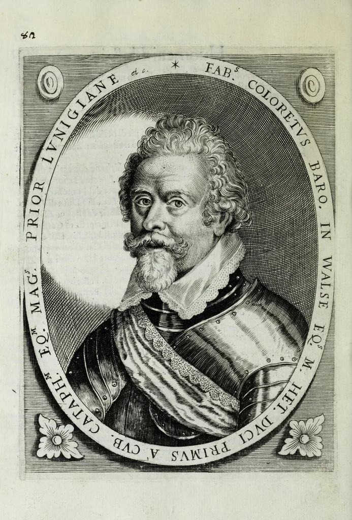 An illustration from Scena d'huomeni illustri d'Europa, 1658, leaf 110