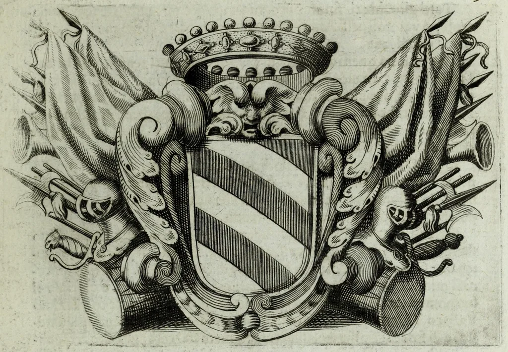 An illustration from Scena d'huomeni illustri d'Europa, 1658, leaf 187