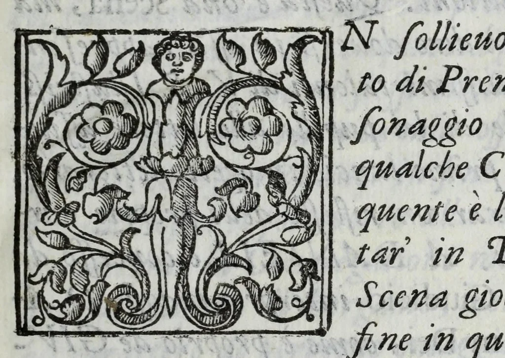 An illustration from Scena letteraria de gli scrittori Bergamaschi : aperta alla curiosita' de suoi concittadini, 1664, leaf 11